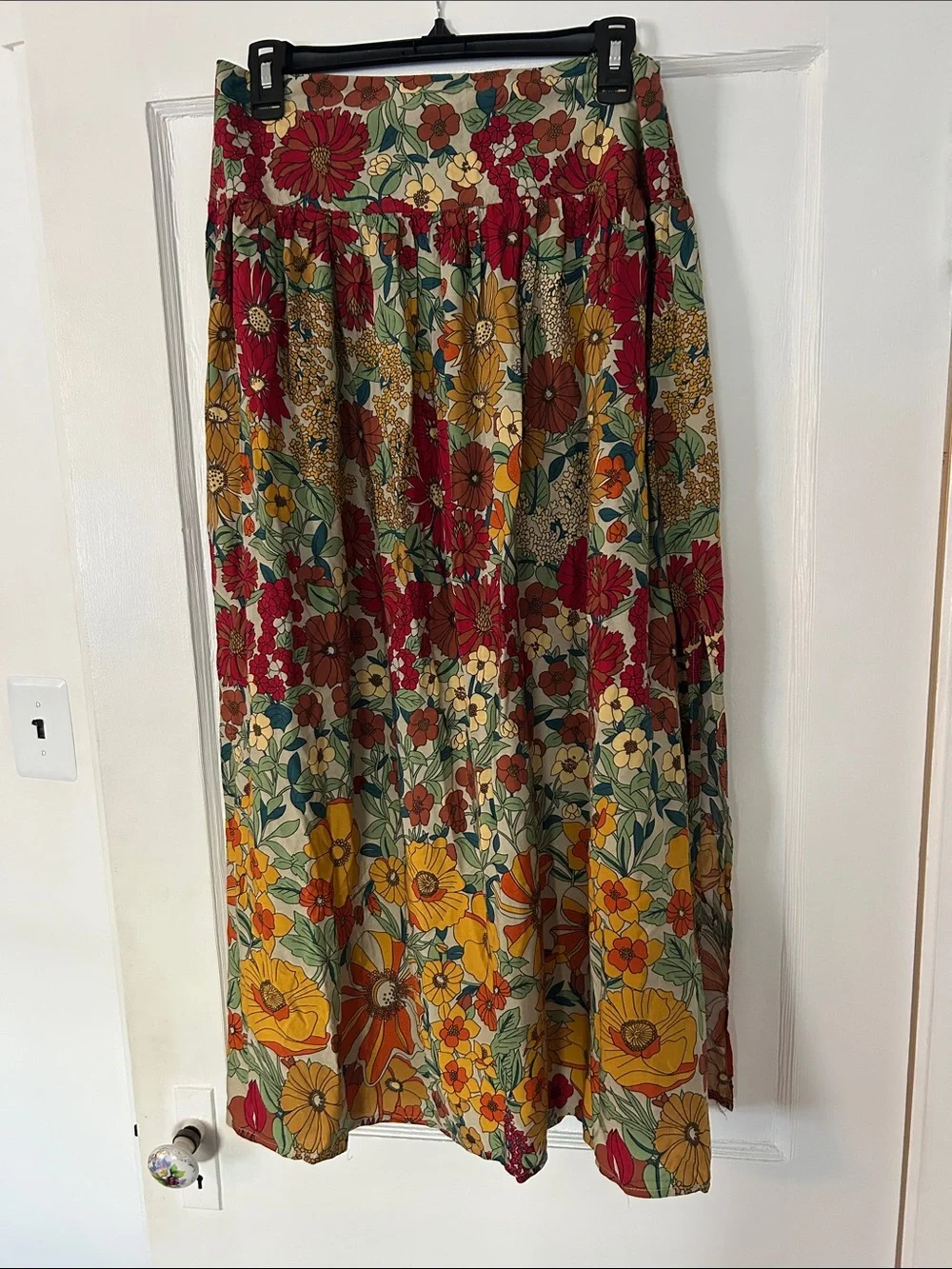 NATURAL LIFE Retro Floral Maxi Skirt in Red, Yellow & Green - Picture 3 of 12